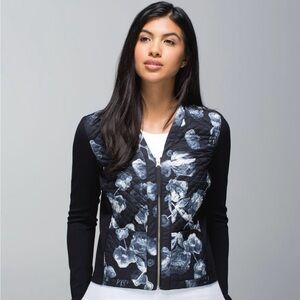 Lululemon Black White Floral Oversized Cardigan/Blazer/Jacket Zippered Size 8